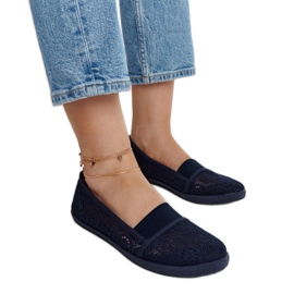 Marineblå Peony openwork sneakers