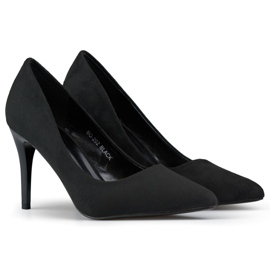 Høje stiletpumps i sort ruskind