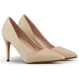 Beige ruskind høje stilet pumps