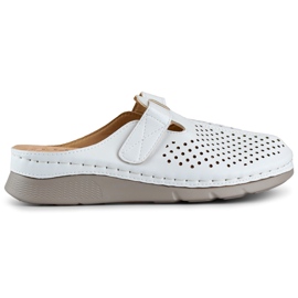 Komfortable sundhedsflip-flops til kvinder, gennembrudte flip-flops, hvide velcro-flip-flops