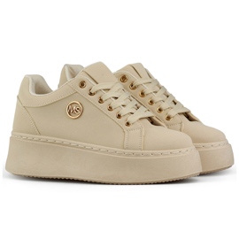 Beige sneakers til kvinder med tyk sål