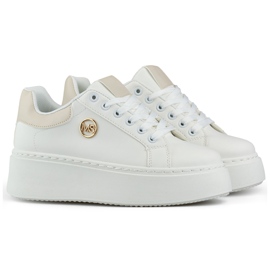 Hvide sneakers med tyk sål, sportssko til kvinder