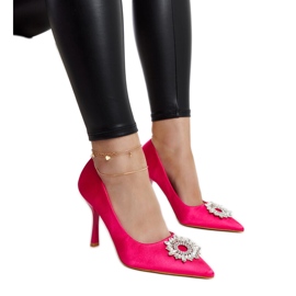 Pink høje hæle med satin finish og rhinestones fra Susegana lyserød