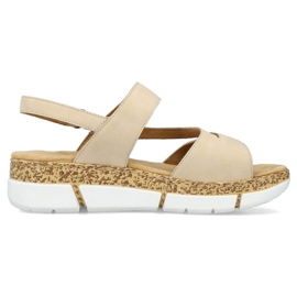Komfortable beige velcro-sandaler til kvinder Rieker V2366-60