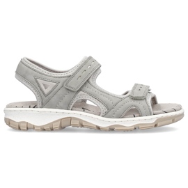 Komfortable damesportssandaler med velcro, grå Rieker 68866-40