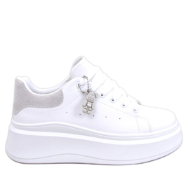 Liezel Grey wedge sneakers med vedhæng hvid