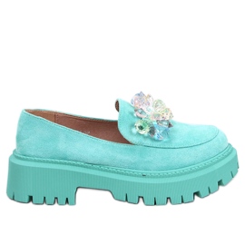 Platform loafers med sten fra Stefani Green grøn