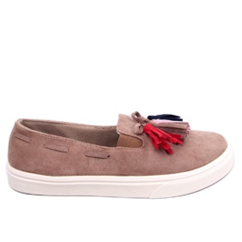 Salma Khaki sneakers med frynser beige