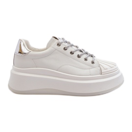 Sneakers i læder til kvinder på GOE-platformen NN2N4033 Hvid
