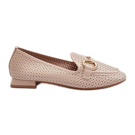 Damemokkasiner med flad hæl med dekoration, beige Iluvana