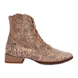 Lædermønstrede flade støvler Maciejka 06391-04 Beige