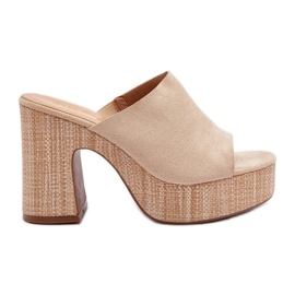 Beige dameflip-flops med høje hæle, Siobhan