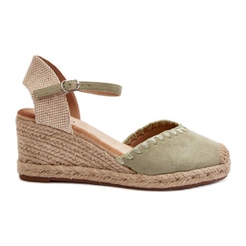 Espadrillesandaler i ruskind med fletning, grøn Raylin