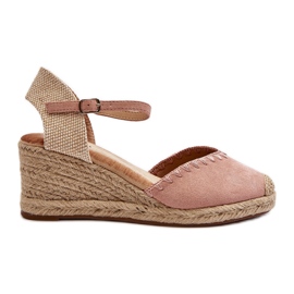 Espadrillesandaler i ruskind med fletning Pink Raylin lyserød