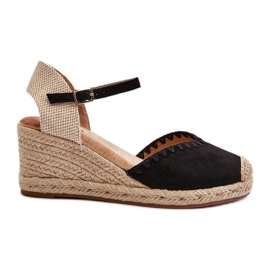 Espadrillesandaler i ruskind med fletning, sort Raylin