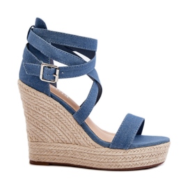 Denim kilesandaler med fletning, Blue Salthe blå