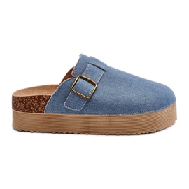 Dame denim flip-flops træsko på platform Blå Jorffia