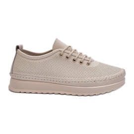 Vinceza Dame læder sportssko sneakers Beige Lalnai