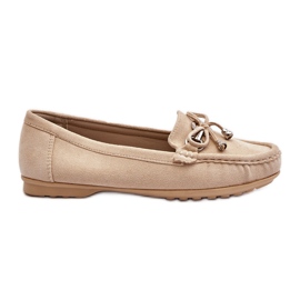 Dame ruskindsmokkasiner med dekoration, Beige Daphikaia