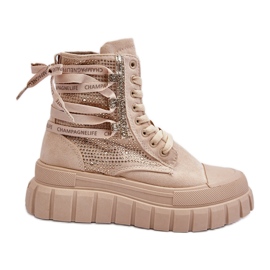 Beige Wonise høje sneakers til kvinder på en massiv platform