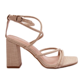 Beige Herfiana højhælede sandaler med stropper