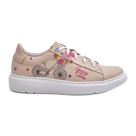 Zazoo 024/TAMARA Sneakers i læder til kvinder, Beige