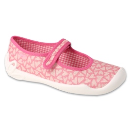 Befado børnetøfler med velcro 114Y525 pink hjerter lyserød