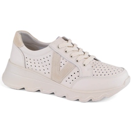 Damesportssko i gennembrudt læder, beige Vinceza 7875