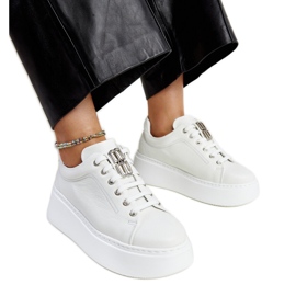 Hvide læder sneakers gyldne dekoration karino