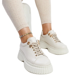 Lys beige læder sneakers fra Karino