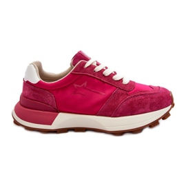Dame læder sneakers Big Star NN274961 Fuchsia lyserød