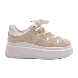 Damesneakers med tyk snøring Beige Vinali