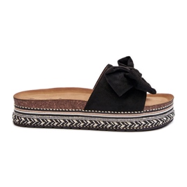 Platform flip-flops til kvinder med sløjfe, sort Evatria