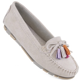 Dame ruskindsmokkasiner med frynser, beige Filippo DP6136