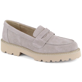 Læder ruskindsko kvinders taupe mokkasiner Filippo DP6090 beige