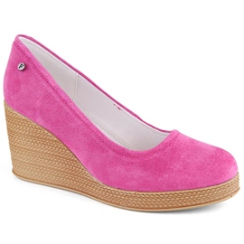 Læderruskindssko til kvinder fuchsia Filippo DP3521 lyserød
