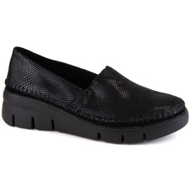 Skinnende sort læder slip-on wedge sko Filippo DP6161