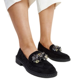 Sort ruskind loafers med Zemzem krystaller