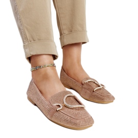 Brune skinnende Mebrat mokkasiner beige