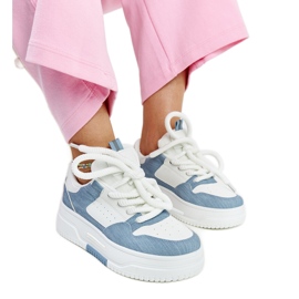 Hvide og blå platform sneakers