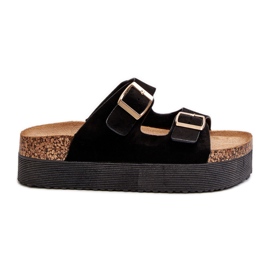 Kvinders Platform Flip Flops med spænder Sort Lolpey