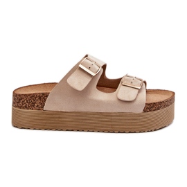Platform flip flops til kvinder med spænder Beige Lolpey