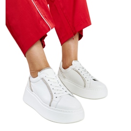 Karino hvide læder sneakers med rhinestones