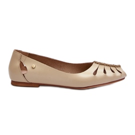 Zazoo 10009 Komfortable ballerinasko i læder til kvinder, beige