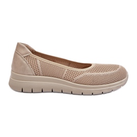 Beige Aviaba Balletlejligheder på platform og kile