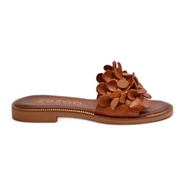 Zazoo 40381 læderflip-flops til kvinder med en flad hæl, brun