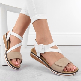 Komfortable damesandaler med velcro Rieker V3660-60 hvid