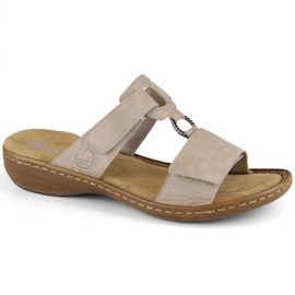 Komfortable damebeige velcro-flip-flops Rieker 60885-62