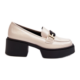 Vinceza Dame Laklæder Loafers med tykke hæle, lys beige Ridulvi