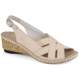 Komfortable lædersandaler Rieker W RKR682, beige